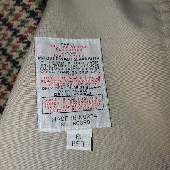London Towne Beige Trench Coat Jacket Size 6 Vintage Plaid Liner Belt Scarf - Picture 4 of 11